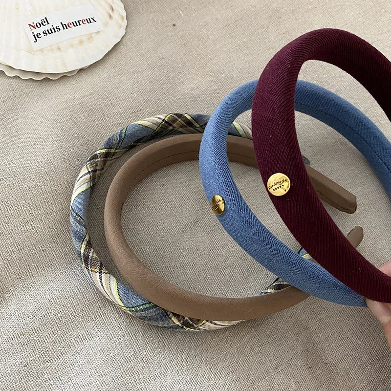 Women Blue Brown Wide Headbands Fashion Elegant Vintage High Quality in Store Hairbands Accessories for Female Daily Causal Use