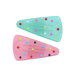 Wholesale Kids Hairpins Accessories Candy Color Dots Triangle Shape Snap Clips Alloy 5cm Sweet Fashion for Children's Daily