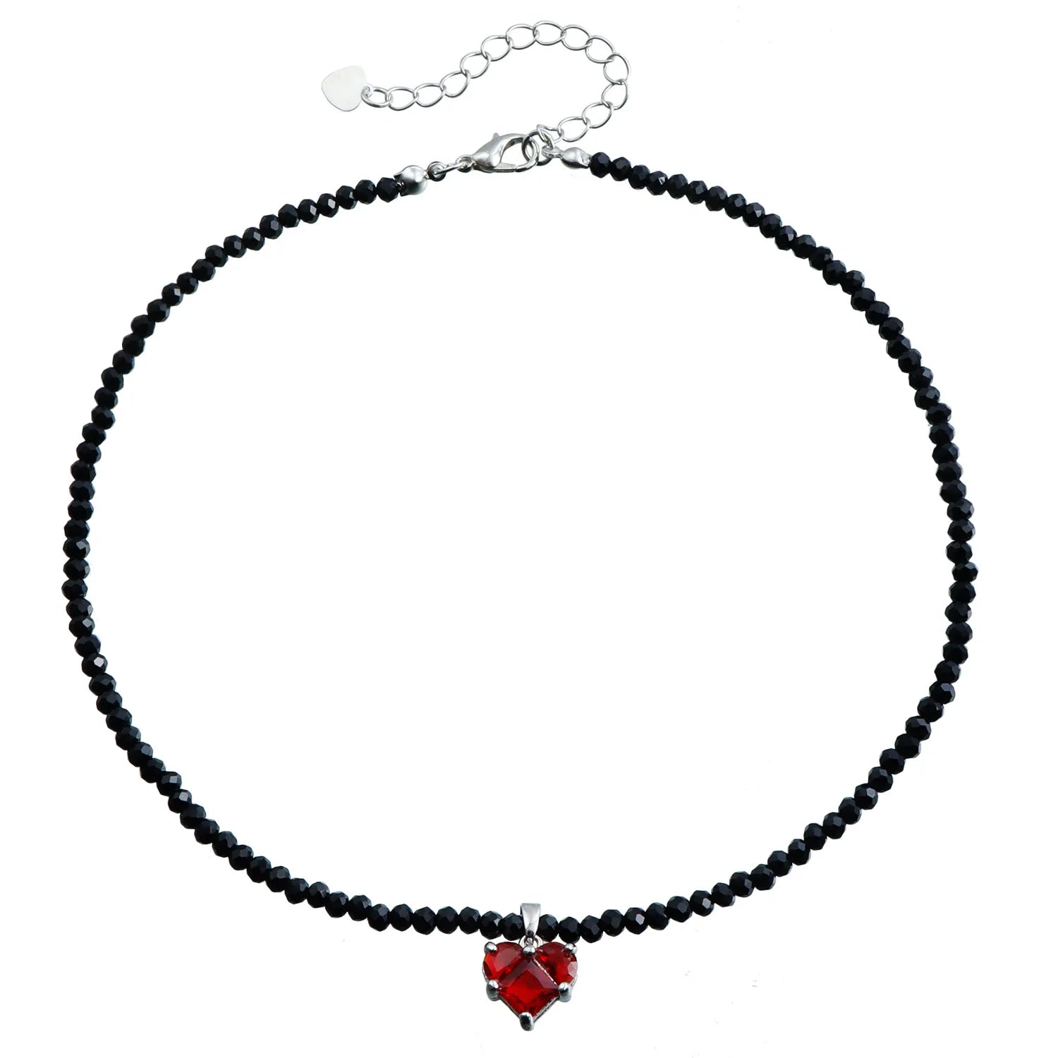 Simple Fashion Beads Glitter Heart Shaped Necklaces for Girls Cute Sweet Glamorous Jewelry for Women Lady Accessories Wholesale