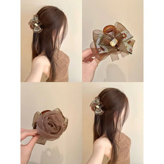 Fashion Chic Glitter Bowknot Flower Hair Claw Clips for Girls Trendy Stylish Haarspange for Women Lady Hair Accessories Elegant