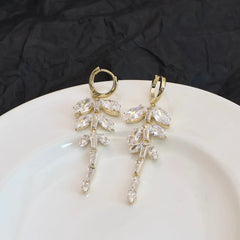 Female Rhinestone Imitation Pearl Flower Decorative Drop Earring Fashion Sparking Luxurious Charms Wholesale Jewelry Accessories