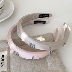 Hot Sale Pink Solid Color Letter Rhinestone Headbands Trendy Graceful Customized in Stock Hairbands Accessories for Women Daily