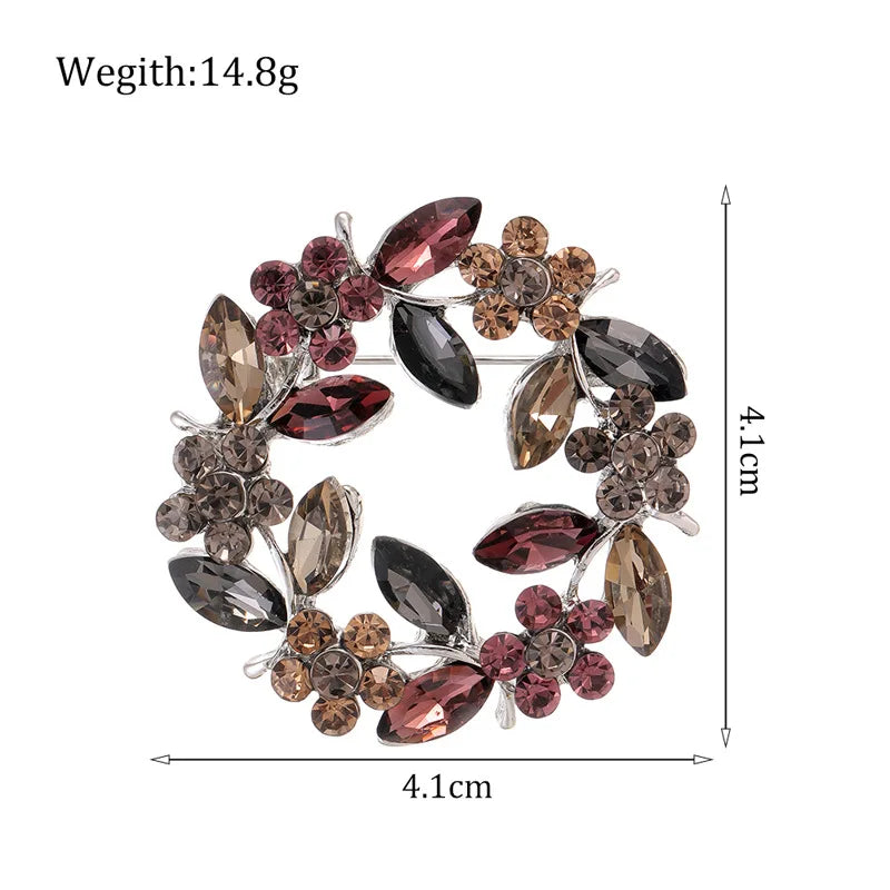 Fashion Glitter Flowers Floral Sweet Brooches for Girls Trendy Stylish Rhinestone Sparkle Jewelry for Women Ladies Accessories