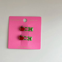 Sweet and Cute Multicolor Flower Apple Hairpins Children's Fashion Accessory for Daily Use Simple Style for Kids and Girls