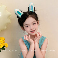 Cute Sweet Rabbit Ear Hair Clips for Baby Girls Colorful Kawaii Fashion Trendy Alligators for Women Ladies Hair Accessories