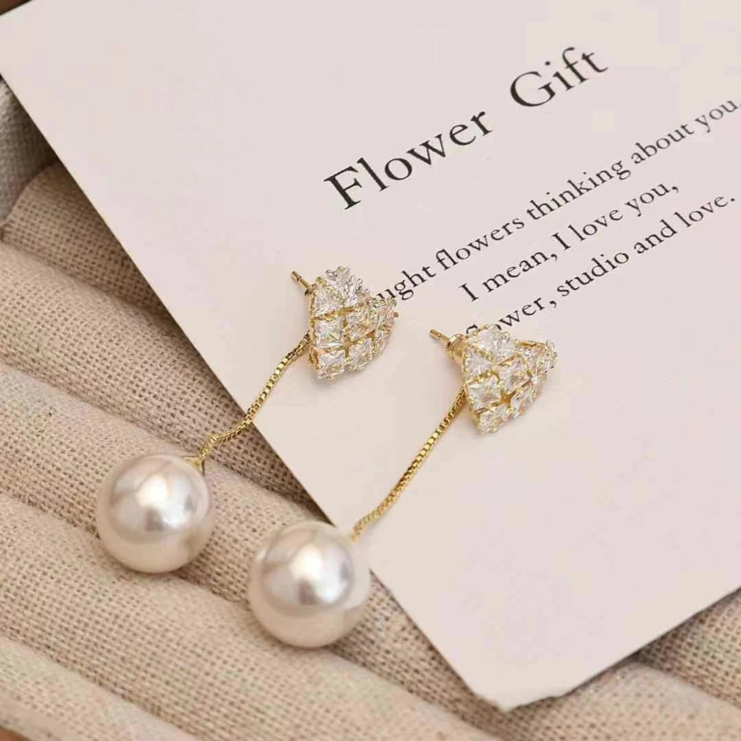 Women Hot Sale Imitation Pearl Heart Decorative Drop Earring Elegant Trendy Luxurious Charms Bulk Jewelry Accessories for Daily