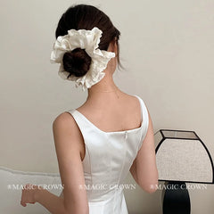 Women's Classic Large Hair Ties Spring Summer Satin Lace Scrunchies Princess-style High Elasticity Sweet Vintage Hair