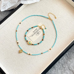 Fashion Natural Turquoise Nanhong Agate Pearl Necklaces for Girls Elegant Sweet Jewelry for Women Ladies Wholesale Bulk Vintage