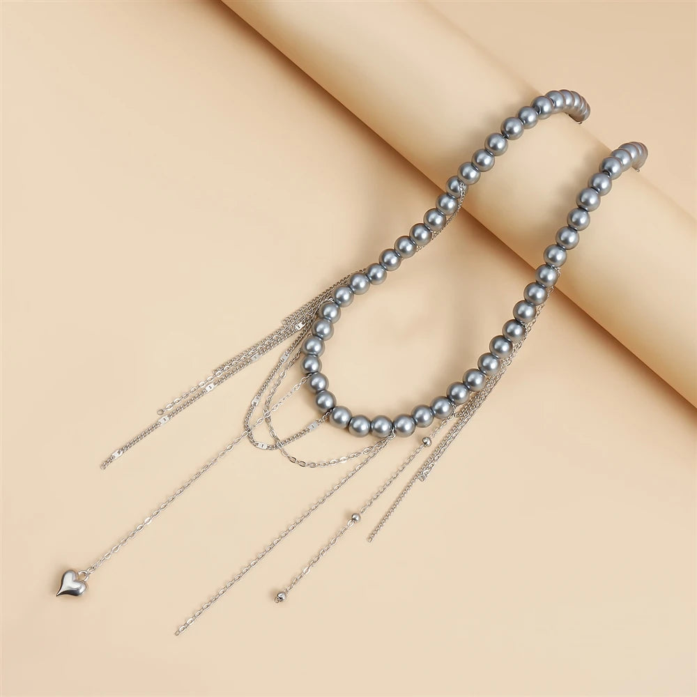 Fashion Tassel Heart Shaped Simple Necklaces for Girls Beads Spicy Sweet Jewelry for Women Ladies Accessories Chinese Supplier