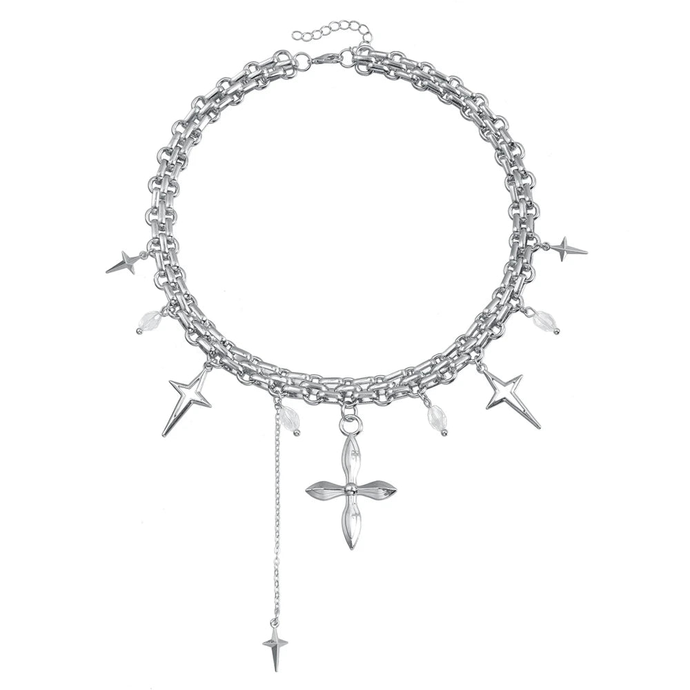 Fashion Simple Sweet Cross Necklaces for Girls Minimalistic Jewelry Suits Sets Bracelets for Women Ladies Accessories Wholesale