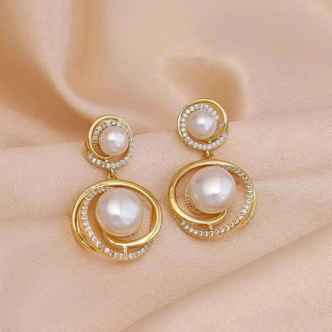 Women Hot Sale Imitation Pearl Heart Decorative Drop Earring Elegant Trendy Luxurious Charms Bulk Jewelry Accessories for Daily
