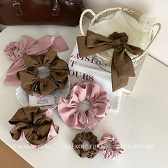 Solid Color Simple Bowknot Scrunchies for Girls Classic French Style Elegant Hair Ties for Women Ladies Hair Accessories Chic