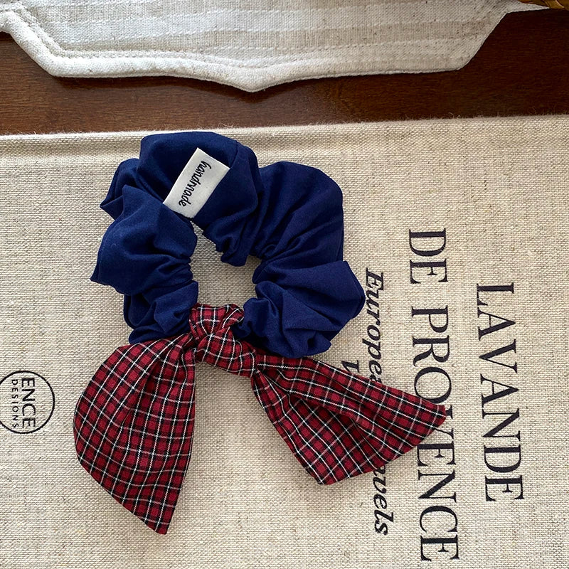 Fashion Plaid Bowknot Scrunchies for Baby Girls Cute Sweet Elegant Hair Ties for Kids Children Hair Accessories in Stock