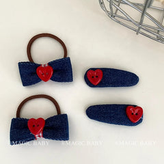 Sweet Cute Bowknot Button Heart Shaped Hair Clips for Baby Girls Elegant Fashion Snap Clips for Kids Children Hair Accessories