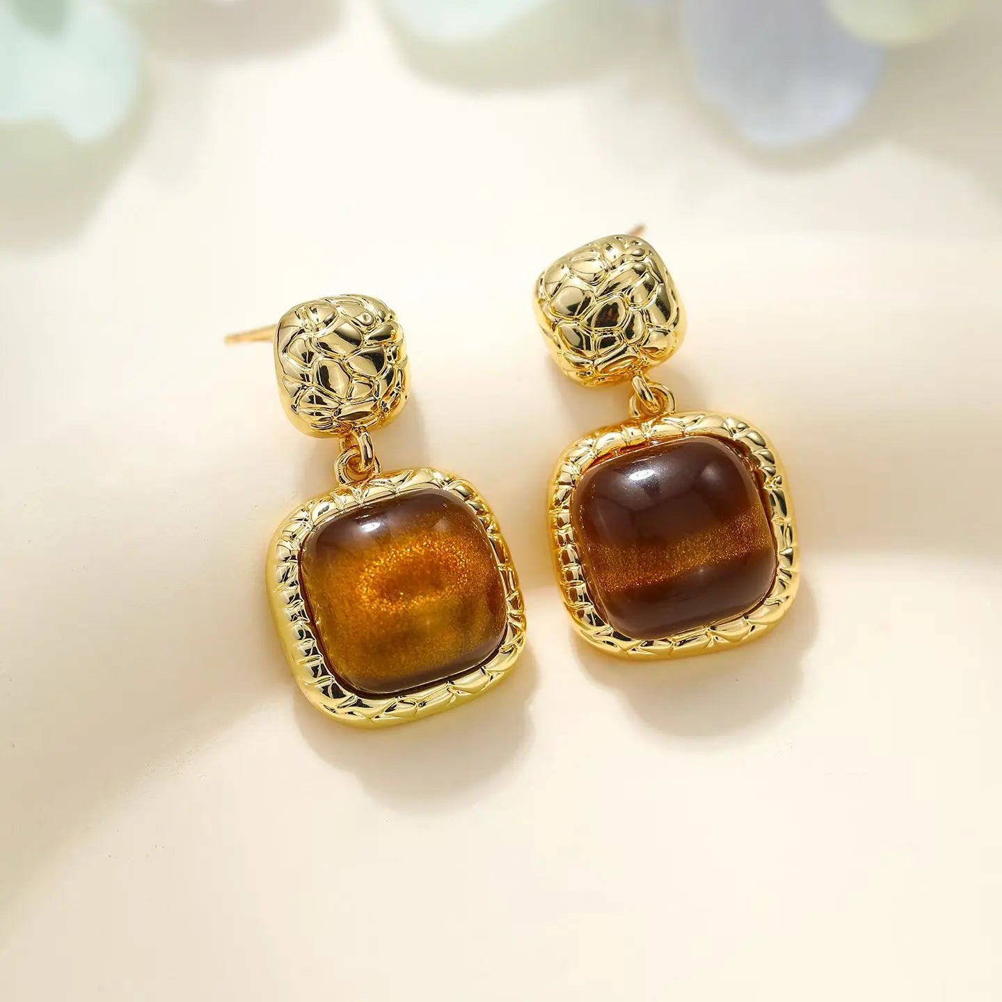 Fashion Leopard Vintage Amber Drop Earrings for Girls Elegant Dainty Luxury Jewelry for Women Ladies Accessories Stylish