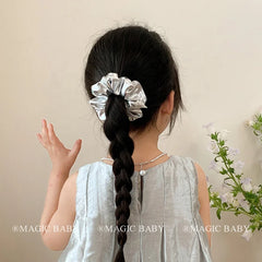 Solid Color Lustrous Fashion Scrunchies for Baby Girls Trendy Stylish Hair Ties for Kids Children Hair Accessories in Stock