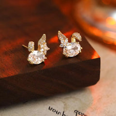 Ladies Butterfly Rabbit Rhinestone Small Stud Earring Fashion Glitter Sparking High Quality Jewelry Accessories for Women Causal