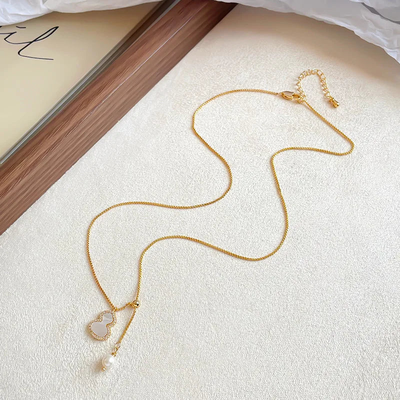 Fashion Freshwater Pearl Gourd Drop Earrings for Girls Sweet Cubic Zirconia 18K Gold Plated Jewelry for Women Ladies Wholesale
