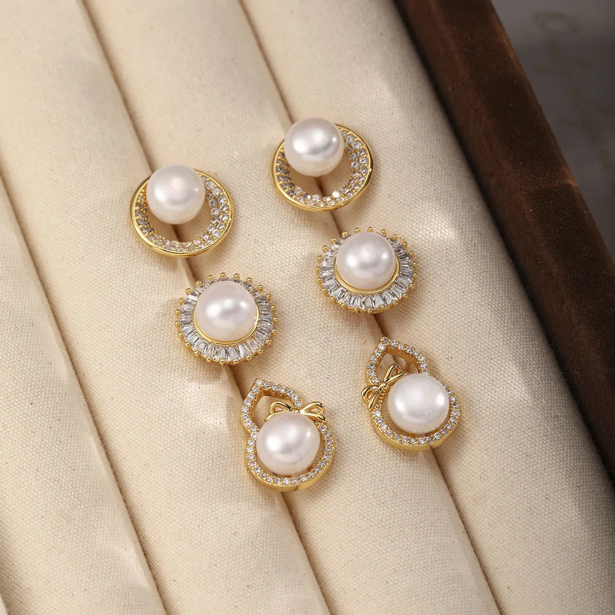 Female Elegant Freshwater Pearl S925 Silver Zircon Circle Square Shape Stud Earring Low MOQ Factory Price in Stock Daily Jewelry