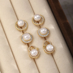 Female Elegant Freshwater Pearl S925 Silver Zircon Circle Square Shape Stud Earring Low MOQ Factory Price in Stock Daily Jewelry