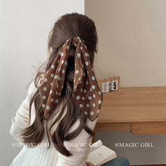 Fashion Elegant Bowknot Dot Scrunchies for Girls Stylish Vintage Graceful Hair Ties for Women Ladies Hair Accessories Trendy