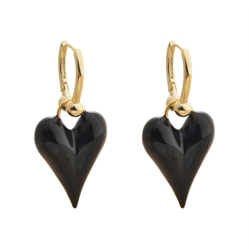 Retro Earrings Elegant Simple Red Glaze Love Earrings High-end Light Luxury for Women Heart-shaped Earring Autumn and Winter