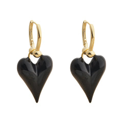 Retro Earrings Elegant Simple Red Glaze Love Earrings High-end Light Luxury for Women Heart-shaped Earring Autumn and Winter