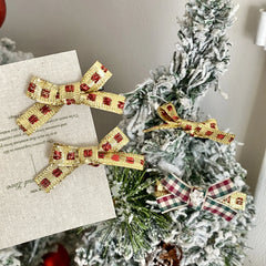 2025 Christmas Bowknot Plaid Hair Clips for Baby Girls Fashion Sweet Cute Classic Alligators for Kids Children Hair Accessories