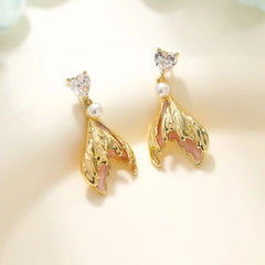 Luxury Imitation Pearl Rhinestone Heart Shaped Drop Earrings for Girls Elegant Trendy Dainty Jewellry for Women Lady Accessories