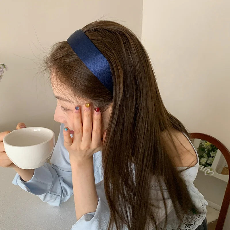 Female Girls Solid Colored Wide Hairbands Fashion Glossy Minimalistic Fashion Customized in Stock Headband Accessories for Daily