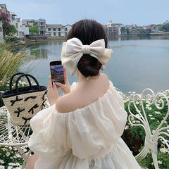 Large Solid Color Bowknot Hair Clips for Women Princess French Style Sweet Cute Barrette for Women Ladies Hair Accessories Chic
