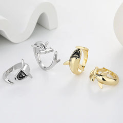 Shark Open Rings Women Men Adjustable Animal Ocean Theme Statement Band Unique Rings Fashion Jewelry Gift Accessories Wholesale