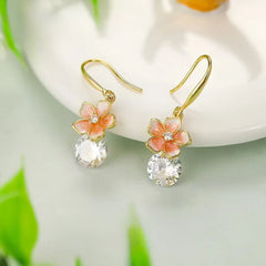 Female Flower Bow Imitation Pearl Decorative Drop Earring Fashion Elegant Beauty Bulk Order Jewelry Accessories for Women Daily
