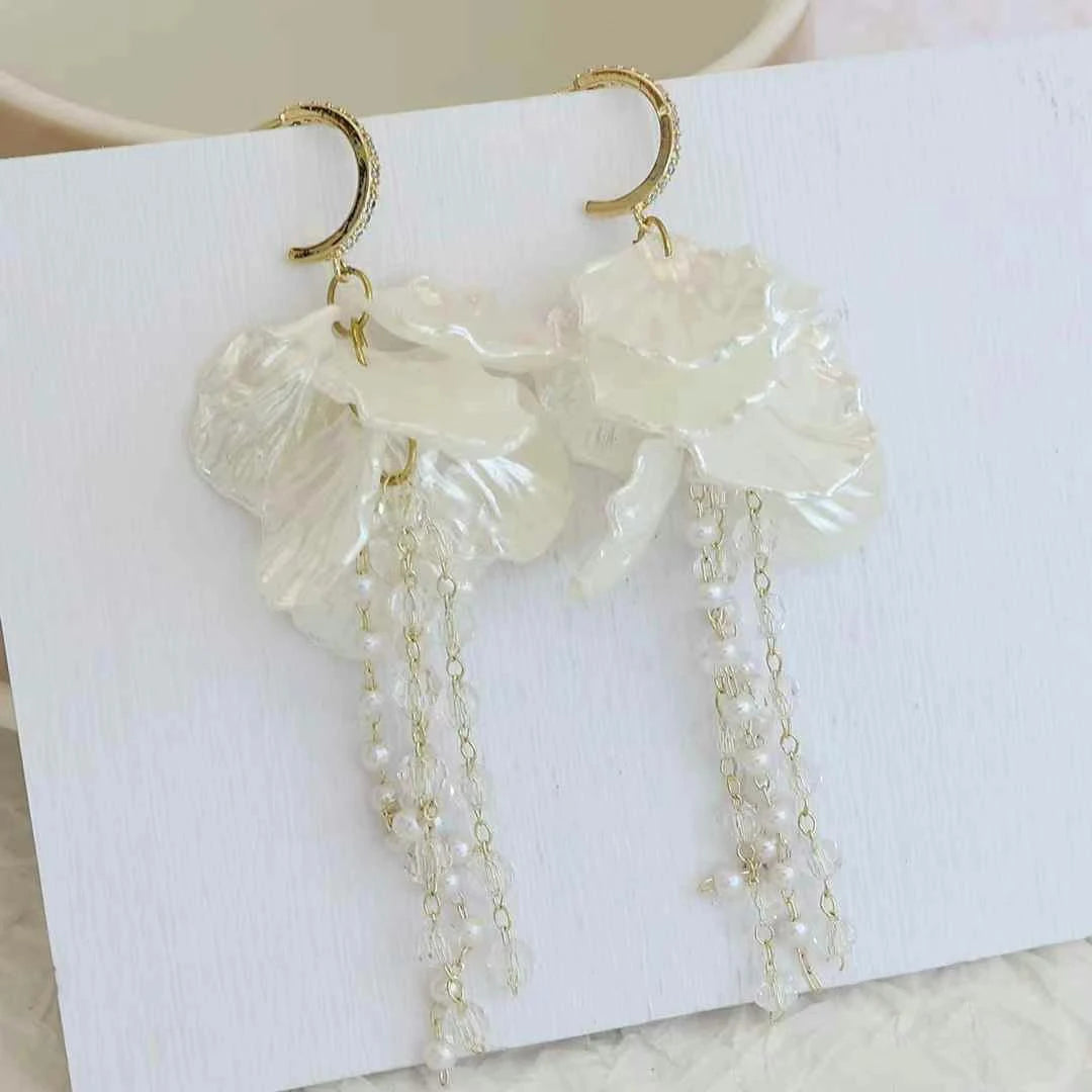 Female Rhinestone Imitation Pearl Flower Decorative Drop Earring Fashion Sparking Luxurious Charms Wholesale Jewelry Accessories