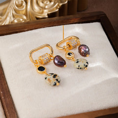 Women Zircon Spotted Stone Copper Hoop Earring Fashion Elegant Charms Factory Price in Stock Jewelry for Female Daily Party Use