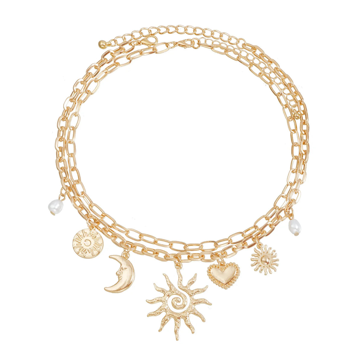 Fashion Punk Link Sun Heart Shaped Necklaces for Girls Elegant Charms Luxury Jewelry for Women Ladies Accessories Wholesale