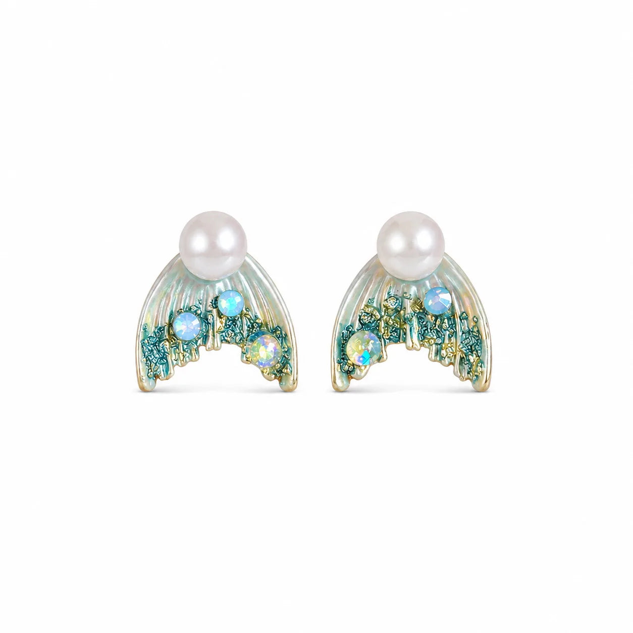 Fashion S925 Silver Copper 18K Gold Plated Mermaid Freshwater Pearl Earrings for Girls Sweet Cute Jewelry for Women Ladies Bulk