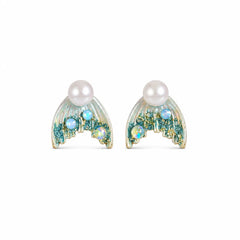 Fashion S925 Silver Copper 18K Gold Plated Mermaid Freshwater Pearl Earrings for Girls Sweet Cute Jewelry for Women Ladies Bulk