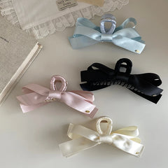 Simple Solid Color Classic Bowknot Hair Claw Clips for Girls Fashion Sweet Cute Hair Clutches for Women Ladies Hair Accessories