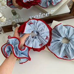 Girls Plaid Bowknot Double Layer Large Scrunchies Ponytail Holder Sweet Fashion Wholesale in Stock Hair Ties Accessories for Kid