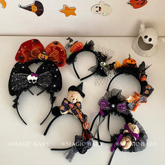 Halloween Headband for Kids Bow Pumpkin Skull Spooky Cute Hairband Children Costume Party Hair Accessories Trick or Treat Gift