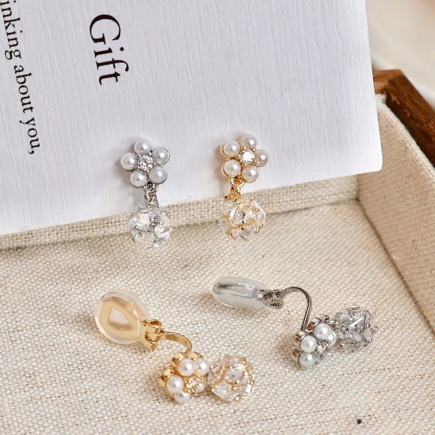 Women Hot Sale New Design Flower Shape Small Clip-on Earring Fashion Charms Luxurious Dainty Bulk Jewelry Accessories for Daily