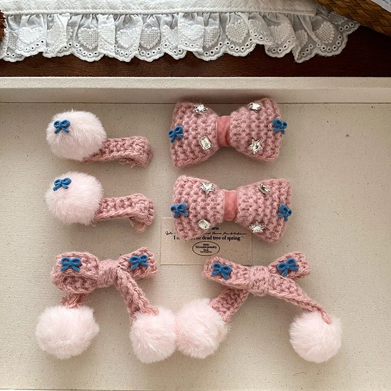 Pink Classic Solid Color Hair Clips for Baby Girls Cute Princess Style Alligators for Kids Children Hair Accessories Bowknot