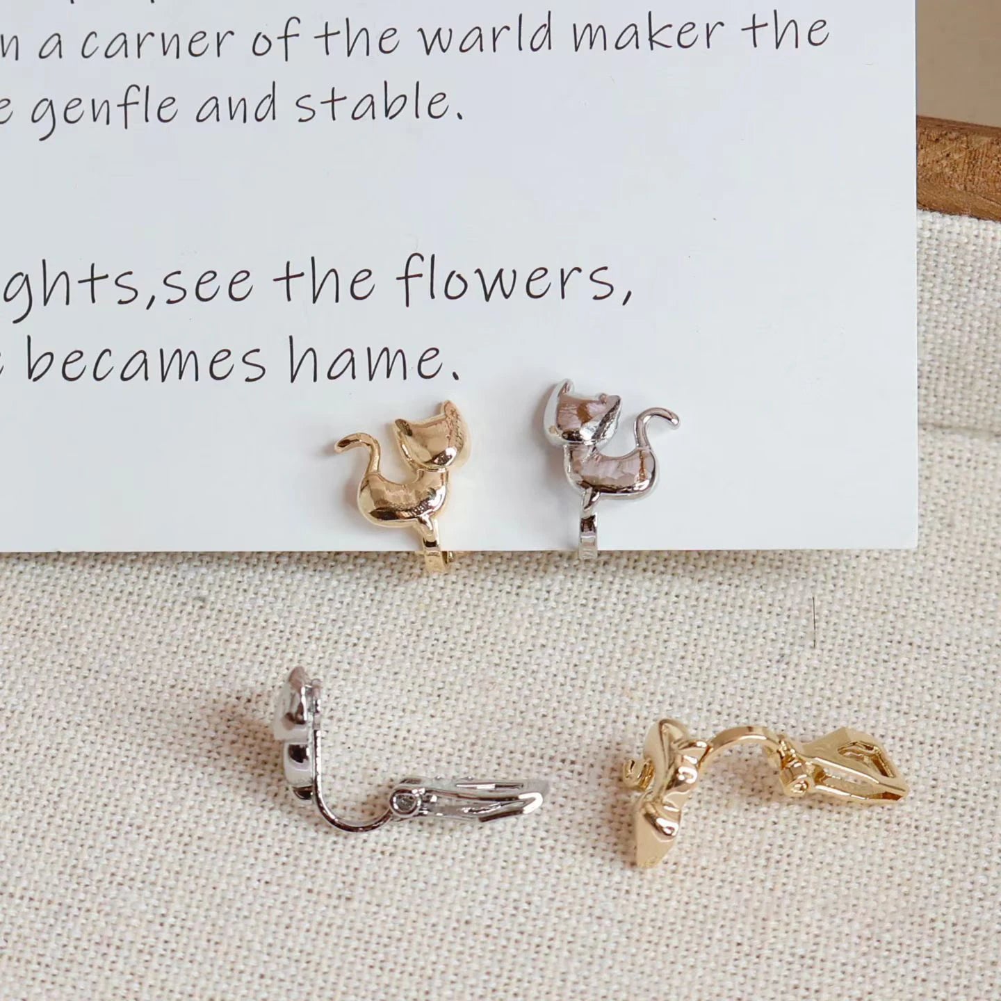 Ladies Cat Shape Imitation Pearl Decorative Mini Clip-on Earring Fashion Elegant Cute Charms Bulk Jewelry Accessories for Daily