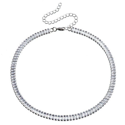 Simple Rhinestone Fashion Glitter Sparkle Necklaces for Girls Minimalistic Jewelry Suits for Women Ladies Female Accessories
