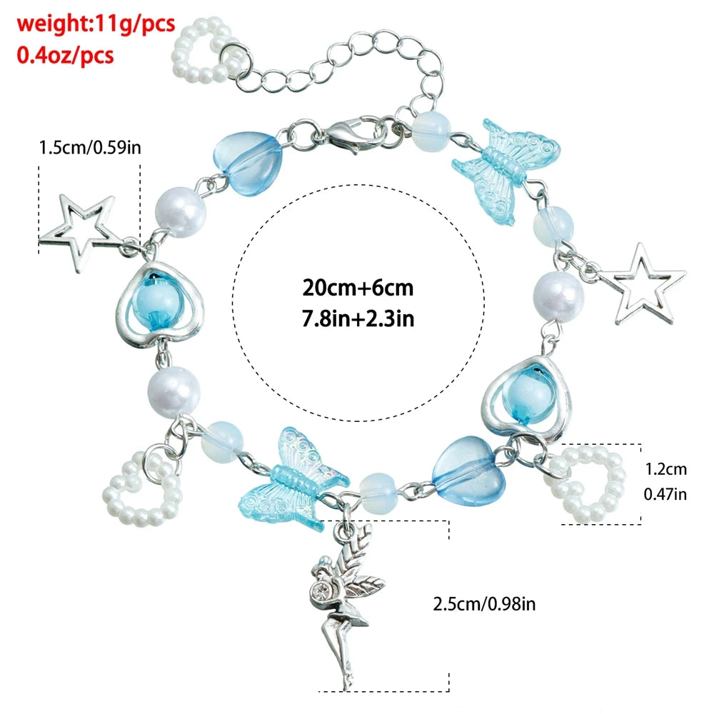 Fashion Butterfly Heart Bracelets for Girls Sweet Cute Y2K Jewellry for Women Ladies Teenager Accessories Chinese Supplier