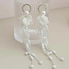 Women Imitation Pearl Tassel Decorative Drop Earring Elegant Glamorous Fashion High Quality Bulk Jewelry Accessories for Causal