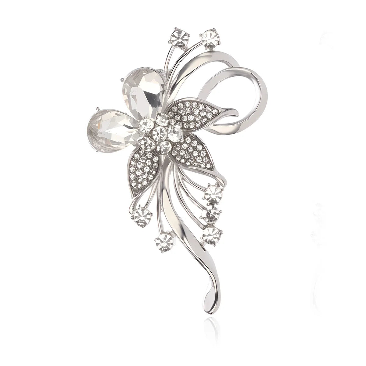 Fashion Glitter Sparking Rhinestone Brooches for Girls Sweet Flowers Floral Pins Jewelry for Women Ladies Accessories Wholesale