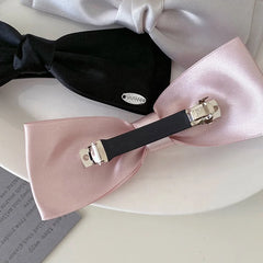 Girly Aesthetic Solid Color Bowknot Barrette Clips Elegant Simple Fashion in Stock Hairpins for Kid Children Daily Causal School