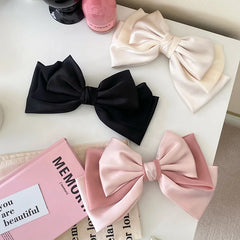 Large Solid Color Bowknot Hair Clips for Women Princess French Style Sweet Cute Barrette for Women Ladies Hair Accessories Chic